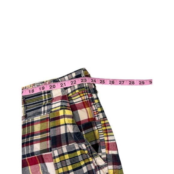 Old Navy Mens Patchwork Plaid Long Shorts Sz 44 Blue Vacation Y2K Preppy Cotton - Picture 5 of 7